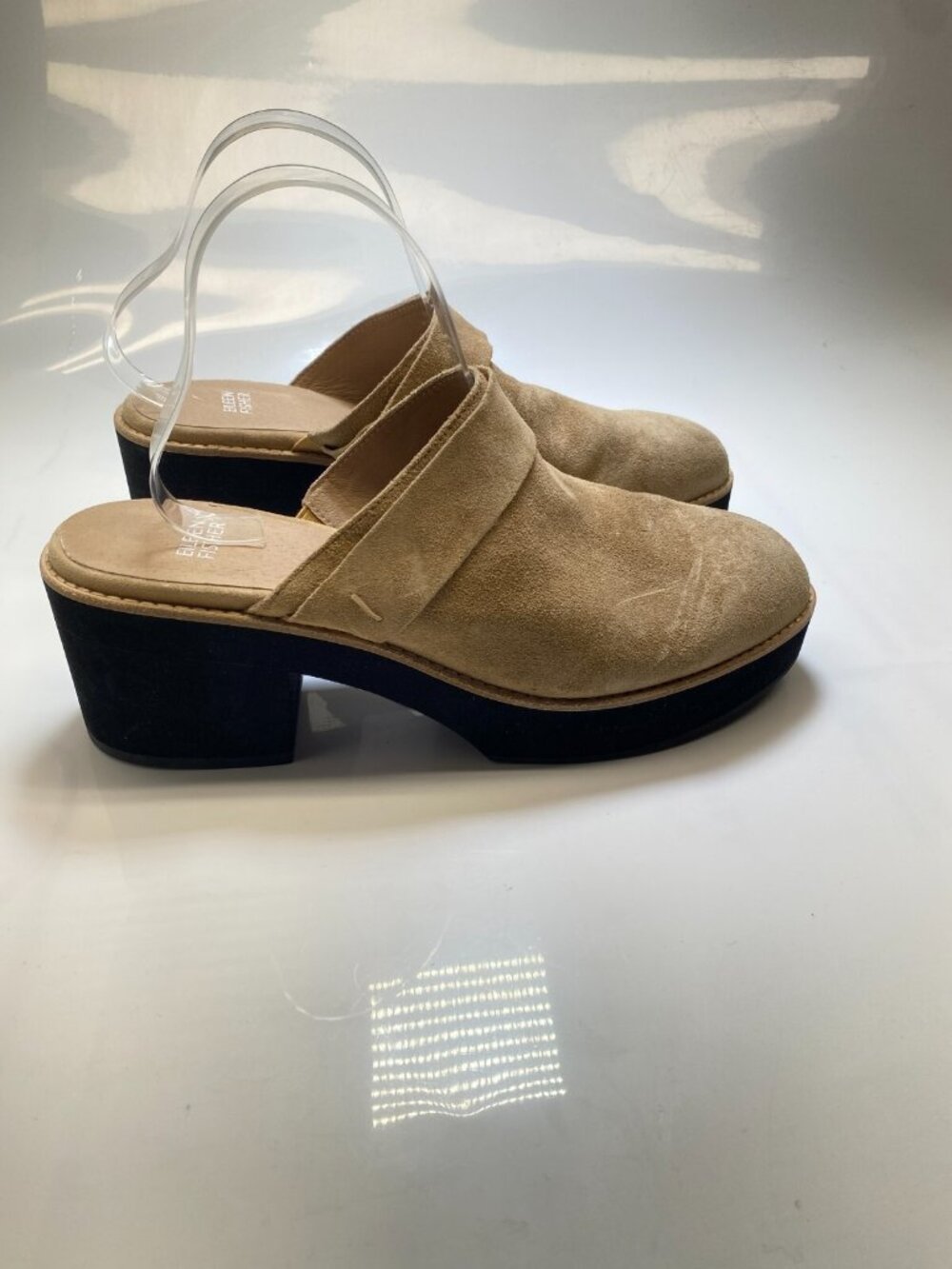 Eileen Fisher Women's Tan Hiya Leather Slip On Mules Sz 11